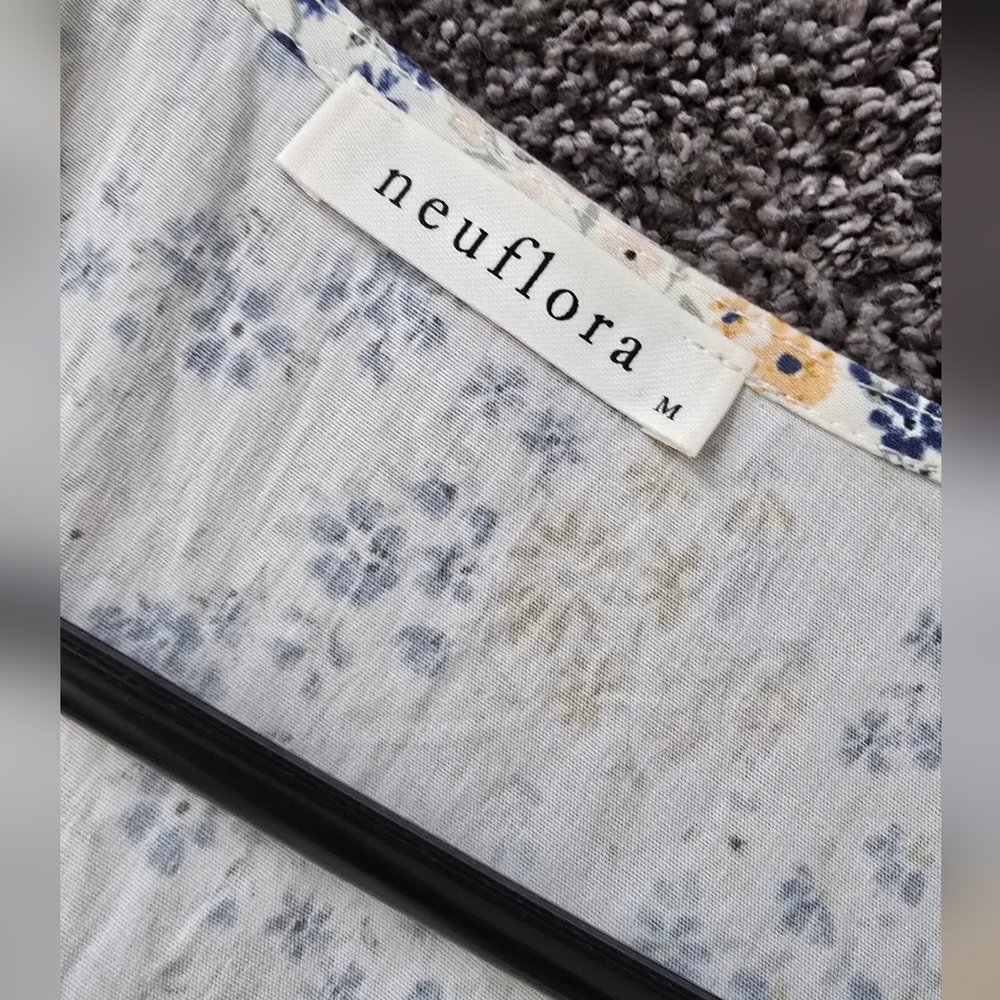 Neuflora Catalina Ruffled Dress Cream with Blue & Yellow Floral - Picture 2 of 6